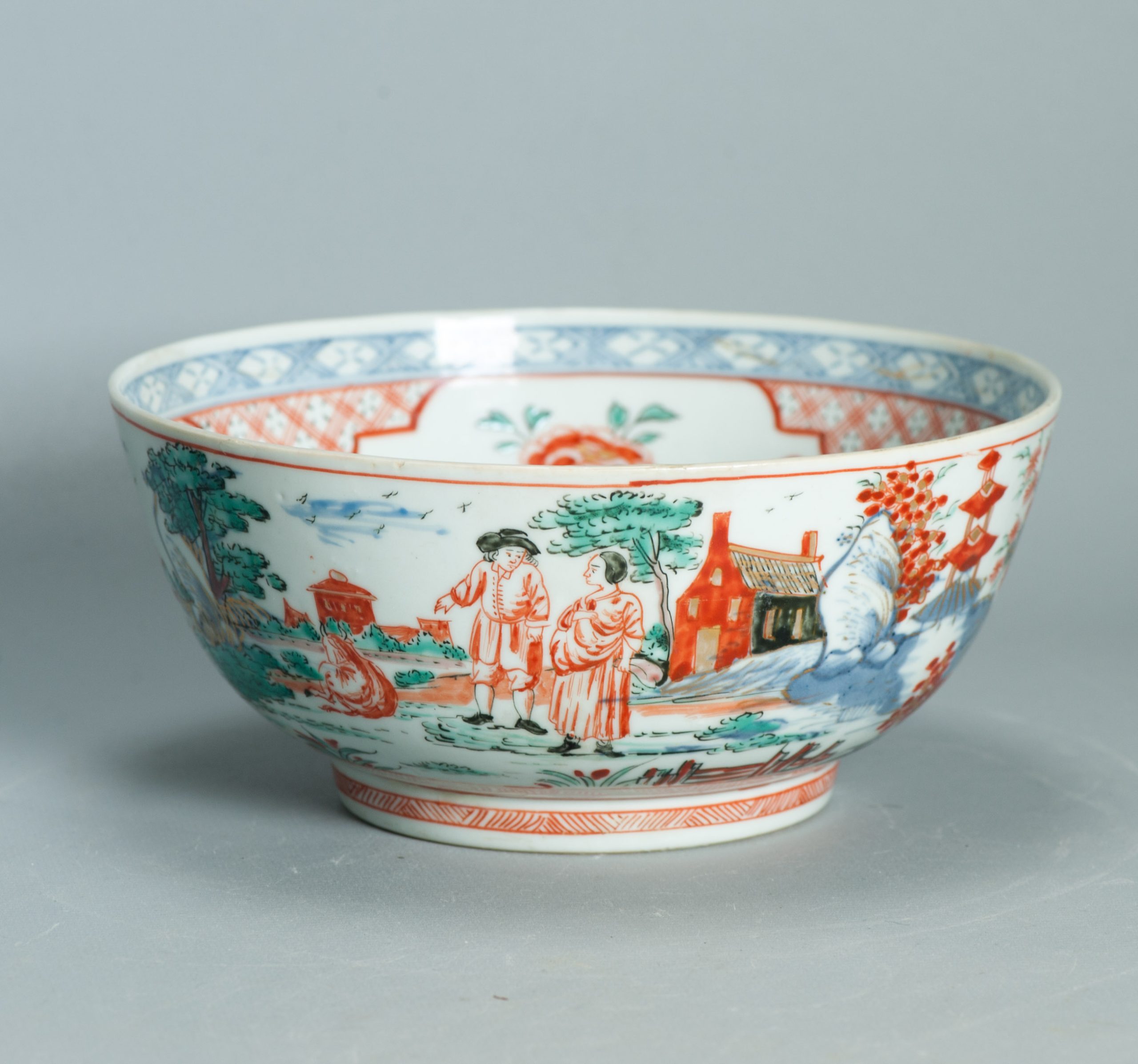 1504 Antique Chinese Bowl with Imari Decoration of a Pastoral Landscape Amsterdam Bont