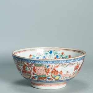 1501 Antique Chinese Bowl with Imari Decoration of Flowers and Landscape Amsterdam Bont