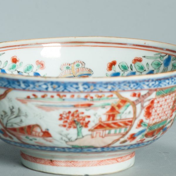 1501 Antique Chinese Bowl with Imari Decoration of Flowers and Landscape Amsterdam Bont - Image 7