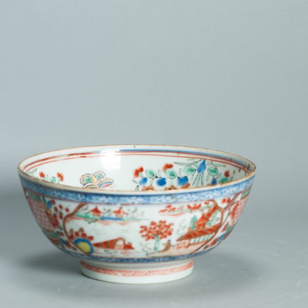 1501 Antique Chinese Bowl with Imari Decoration of Flowers and Landscape Amsterdam Bont - Image 4