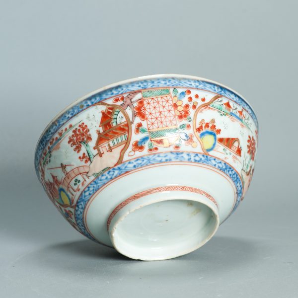 1501 Antique Chinese Bowl with Imari Decoration of Flowers and Landscape Amsterdam Bont - Image 2