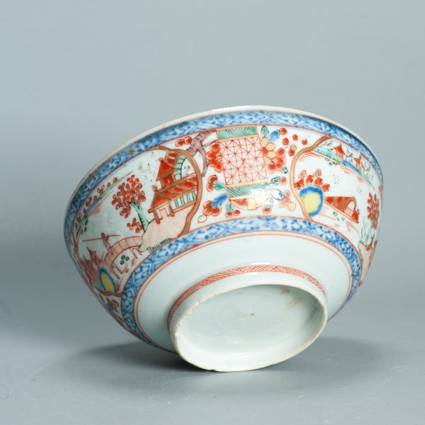 1501 Antique Chinese Bowl with Imari Decoration of Flowers and Landscape Amsterdam Bont - Image 15