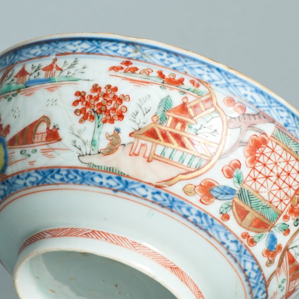 1501 Antique Chinese Bowl with Imari Decoration of Flowers and Landscape Amsterdam Bont - Image 14