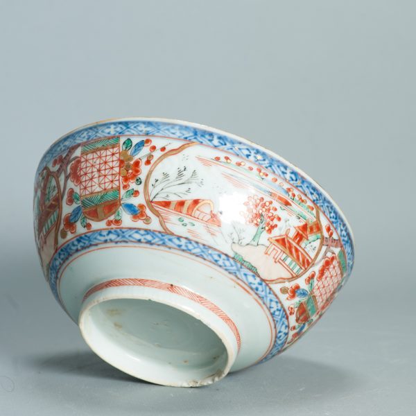 1501 Antique Chinese Bowl with Imari Decoration of Flowers and Landscape Amsterdam Bont - Image 12