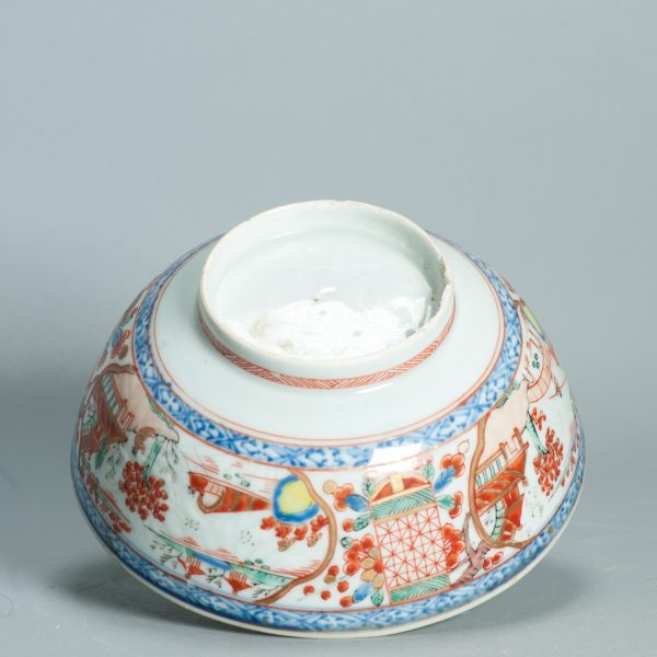 1501 Antique Chinese Bowl with Imari Decoration of Flowers and Landscape Amsterdam Bont - Image 9