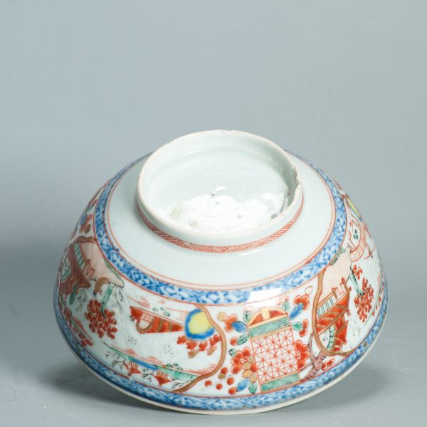 1501 Antique Chinese Bowl with Imari Decoration of Flowers and Landscape Amsterdam Bont - Image 8
