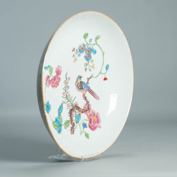 1507 Antique Chinese Porcelain Plate With Famille Rose Decoration of Birds and Flowers - Image 4