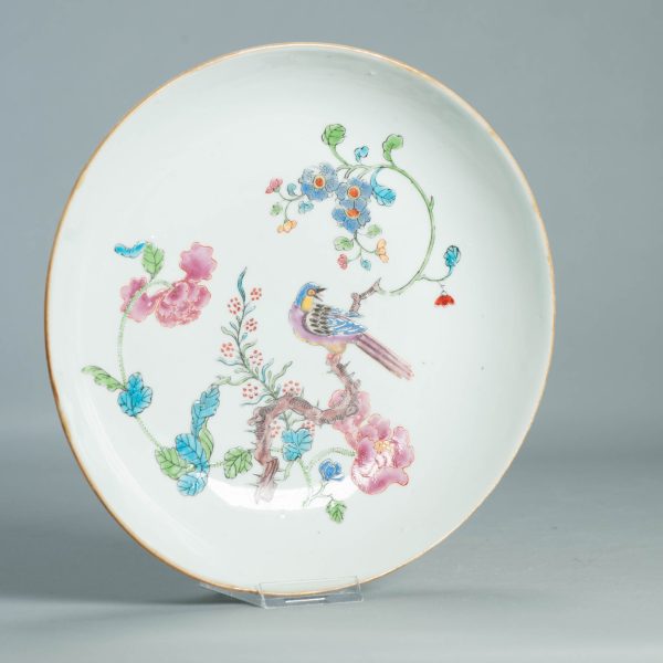 1507 Antique Chinese Porcelain Plate With Famille Rose Decoration of Birds and Flowers - Image 3