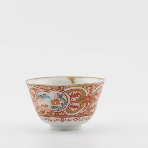 1483 Very Rare Antique ca 1700 Japanese Arita Edo Tea Bowl in Gold Imari - Image 9
