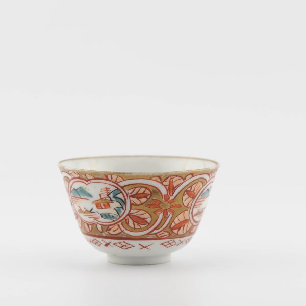 1483 Very Rare Antique ca 1700 Japanese Arita Edo Tea Bowl in Gold Imari - Image 6
