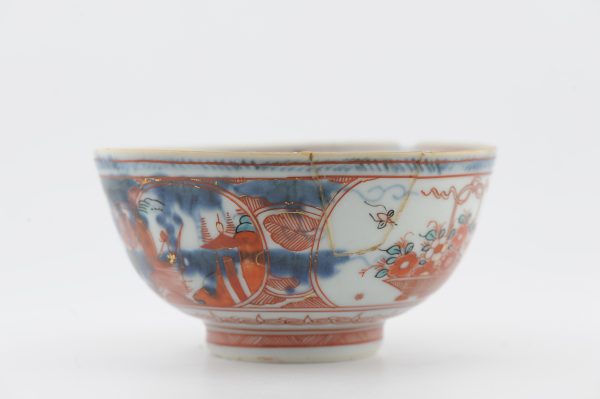 1487 Antique Chinese Bowl with Imari Decoration of Flowers and Landscape Amsterdam Bont - Image 9