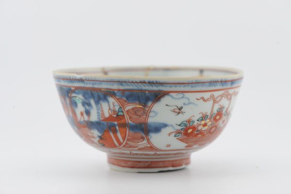 1487 Antique Chinese Bowl with Imari Decoration of Flowers and Landscape Amsterdam Bont - Image 3