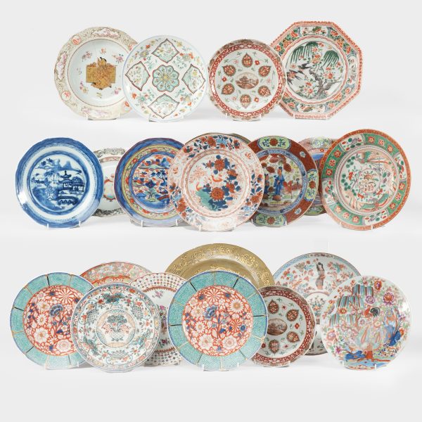 1505 Antique Chinese Plate with Sepia Decoration of a Landscape Later added Peepal Leaves - Image 10
