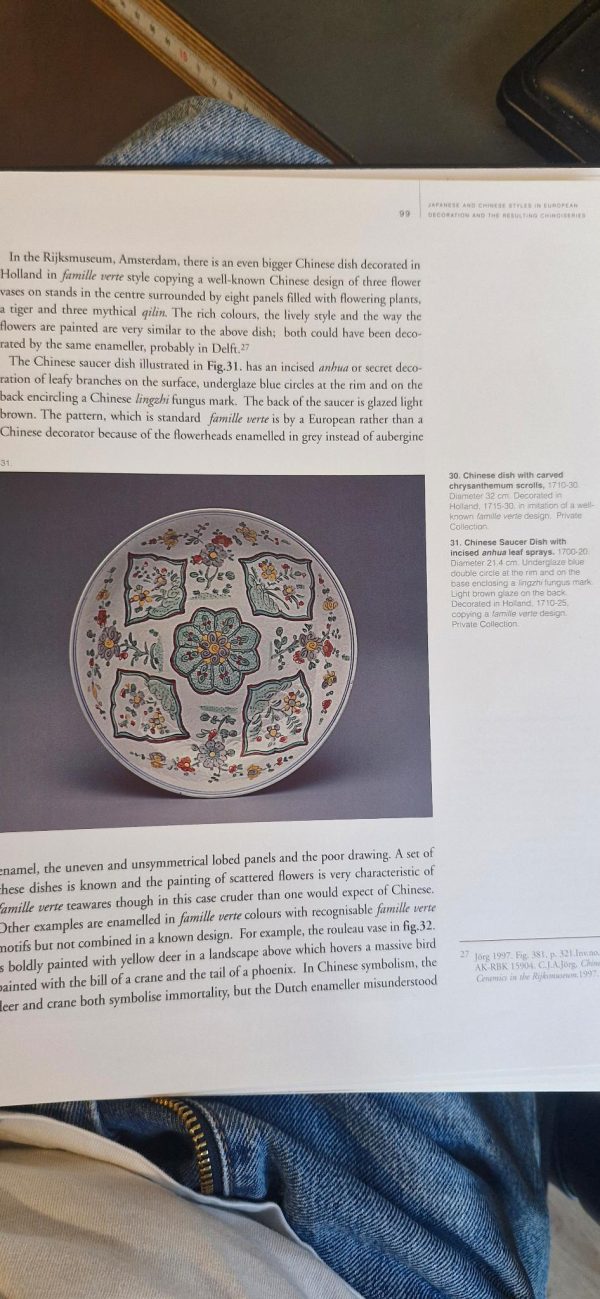 1492 Antique Chinese Kangxi Plate With Cream Glaze back and Verte Amsterdam Bont - Image 15