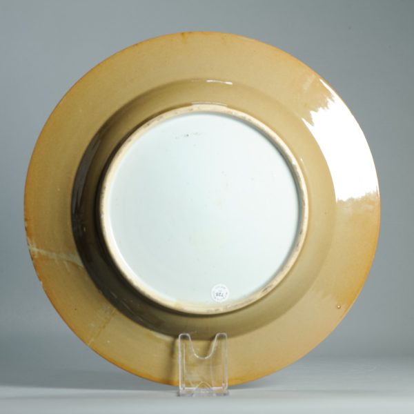 1510 Antique Chinese Cafe au Lait Porcelain Plate With European gold Redecoration - Image 7