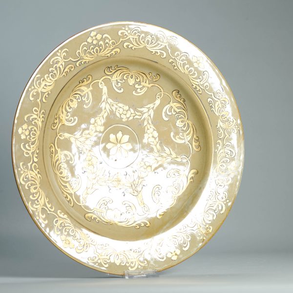 1510 Antique Chinese Cafe au Lait Porcelain Plate With European gold Redecoration - Image 13