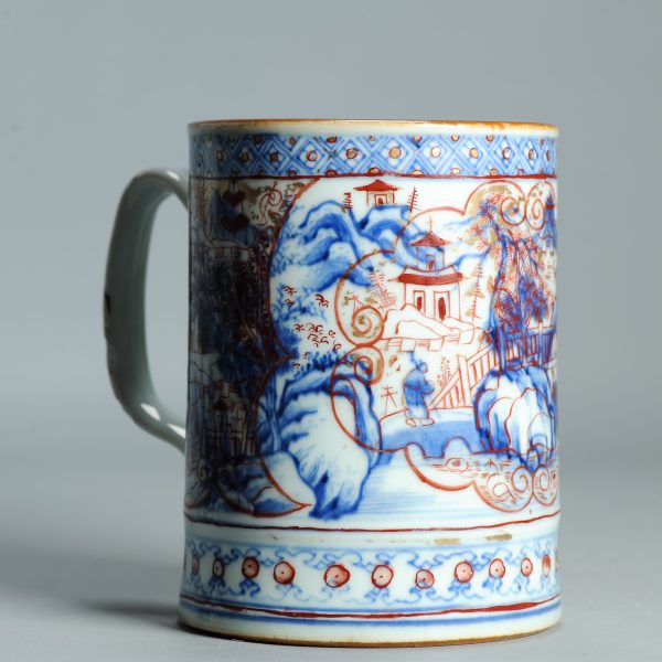 1512 Antique Chinese Blue and White Tankard with European Imari Decoration of figures - Image 6