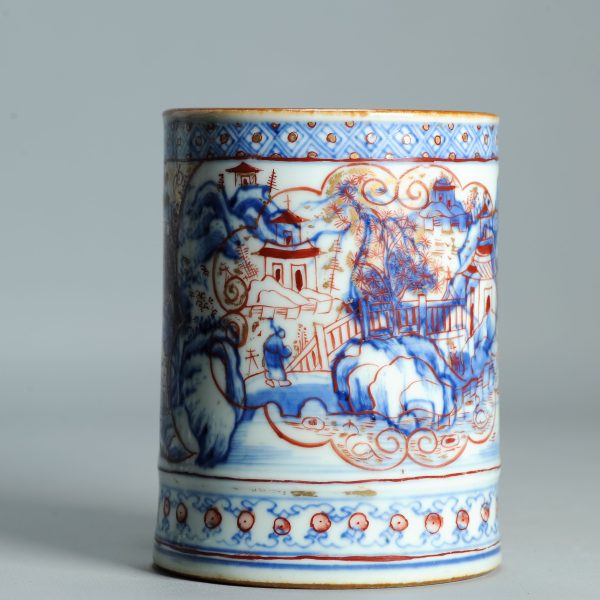 1512 Antique Chinese Blue and White Tankard with European Imari Decoration of figures - Image 5