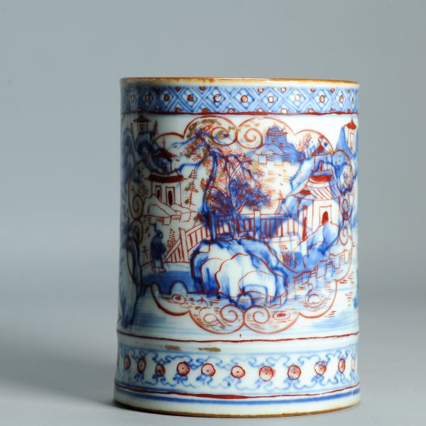 1512 Antique Chinese Blue and White Tankard with European Imari Decoration of figures - Image 4