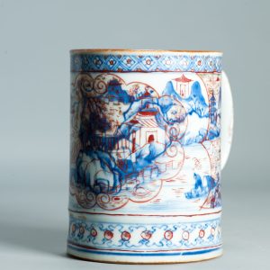 1512 Antique Chinese Blue and White Tankard with European Imari Decoration of figures