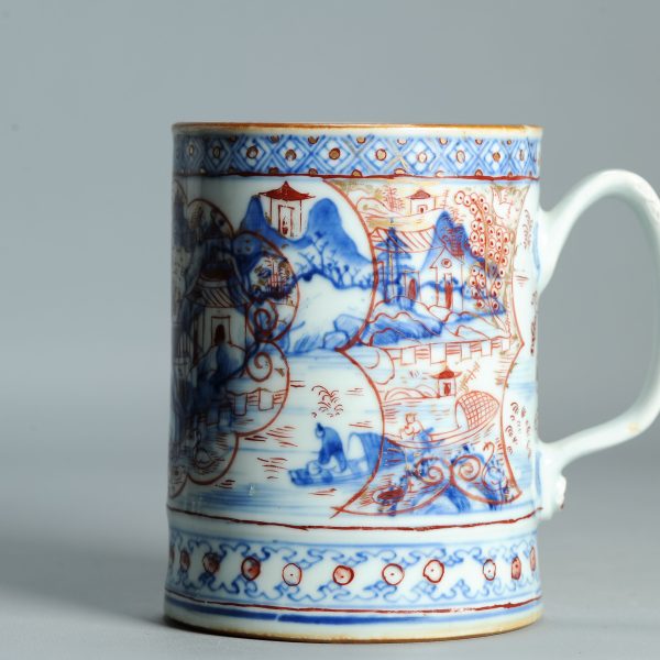 1512 Antique Chinese Blue and White Tankard with European Imari Decoration of figures - Image 13