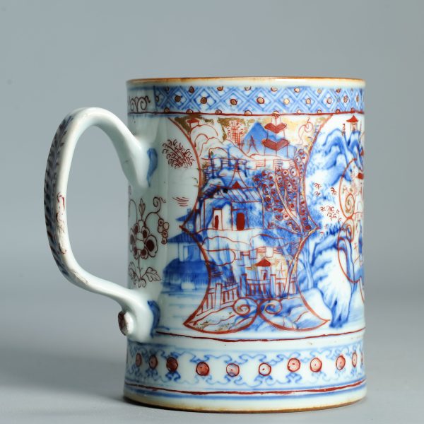 1512 Antique Chinese Blue and White Tankard with European Imari Decoration of figures - Image 8