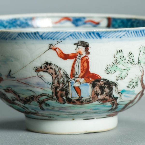 1515 Antique Chinese Porcelain Blue and white Bowl with Redecoration of a Stag hunt party - Image 3