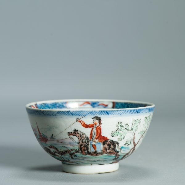 1515 Antique Chinese Porcelain Blue and white Bowl with Redecoration of a Stag hunt party