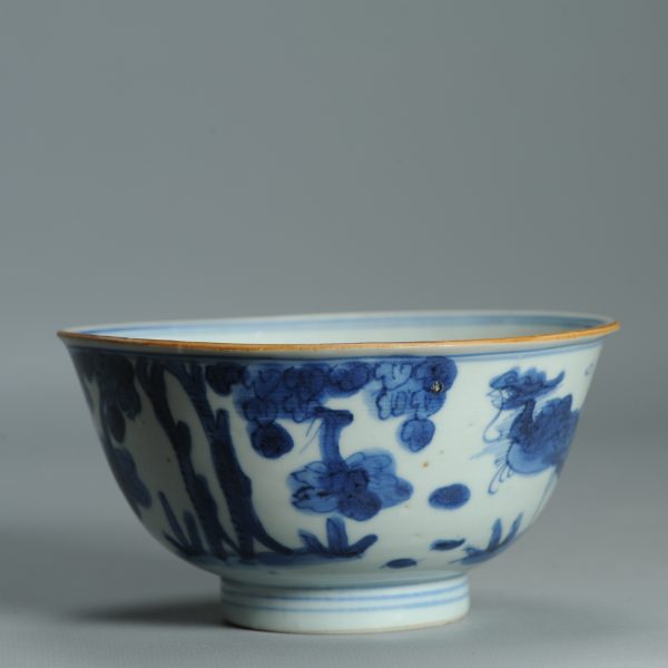 1517 Antique 17/18c Chinese Porcelain Blue and white Bowl Kangxi Period Fenghuang - Image 4
