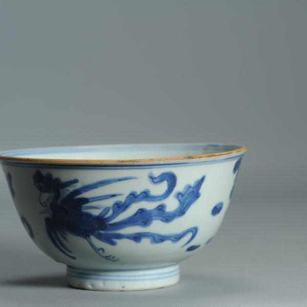 1517 Antique 17/18c Chinese Porcelain Blue and white Bowl Kangxi Period Fenghuang - Image 12