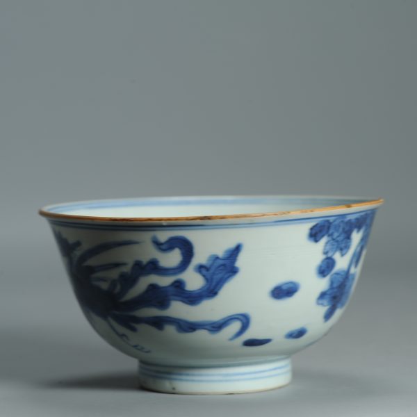 1517 Antique 17/18c Chinese Porcelain Blue and white Bowl Kangxi Period Fenghuang - Image 11