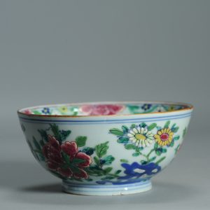 1518 Antique Kangxi Chinese Porcelain Blue and white Bowl with full European Redecoration