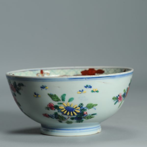 1519 Antique Kangxi Chinese Porcelain Blue and white Bowl with full European Redecoration - Image 9