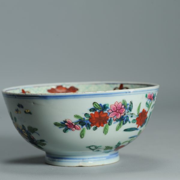 1519 Antique Kangxi Chinese Porcelain Blue and white Bowl with full European Redecoration - Image 7