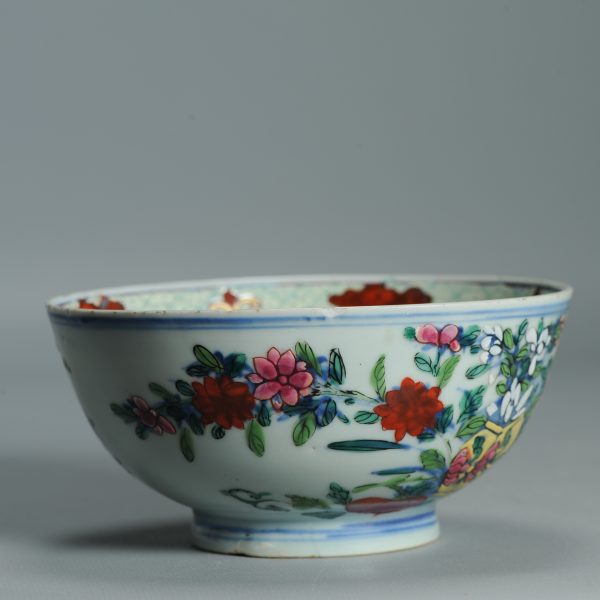1519 Antique Kangxi Chinese Porcelain Blue and white Bowl with full European Redecoration - Image 6