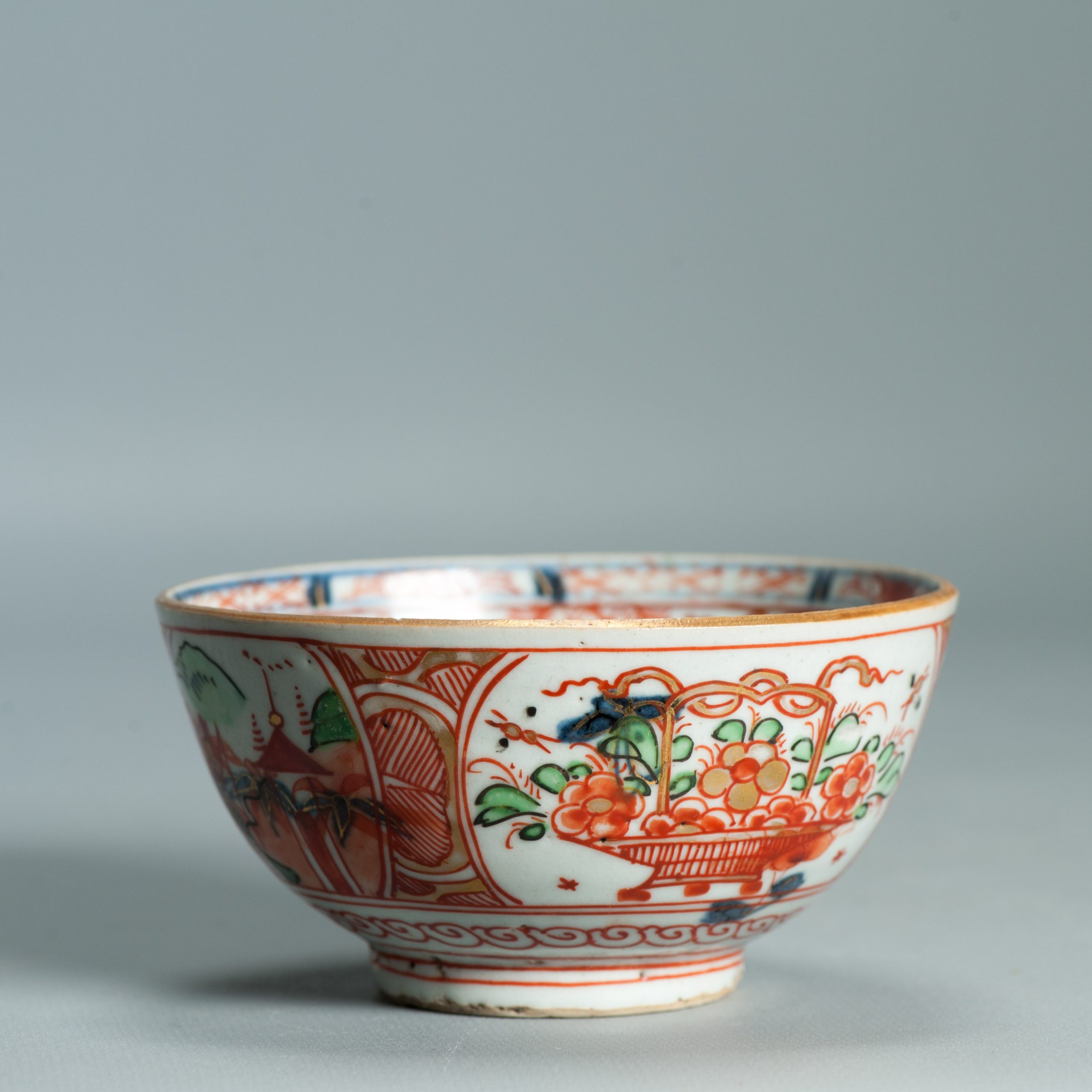 1521 Antique Chinese Porcelain Blue and white Bowl with Dutch Redecoration