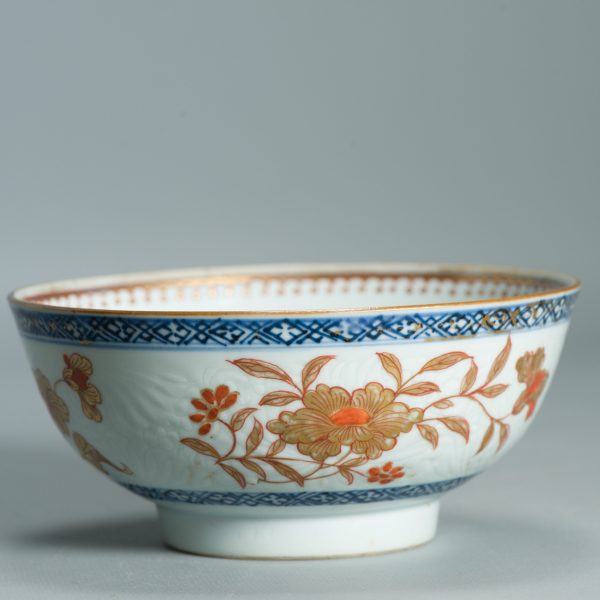 1522 Antique Chinese Porcelain Blue and white Anhua Bowl with Redecoration of golden leafs - Image 9
