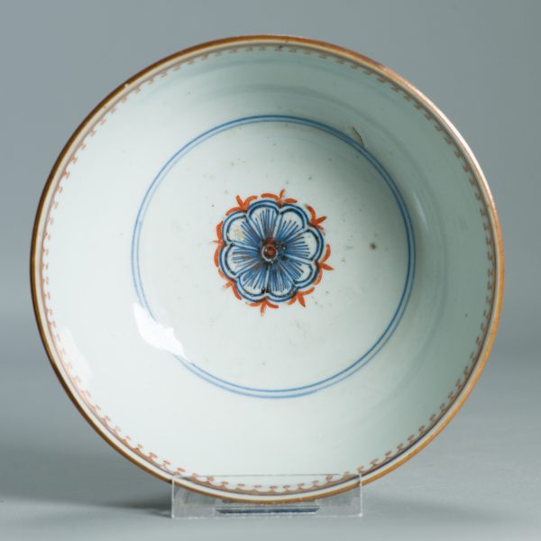 1522 Antique Chinese Porcelain Blue and white Anhua Bowl with Redecoration of golden leafs - Image 8