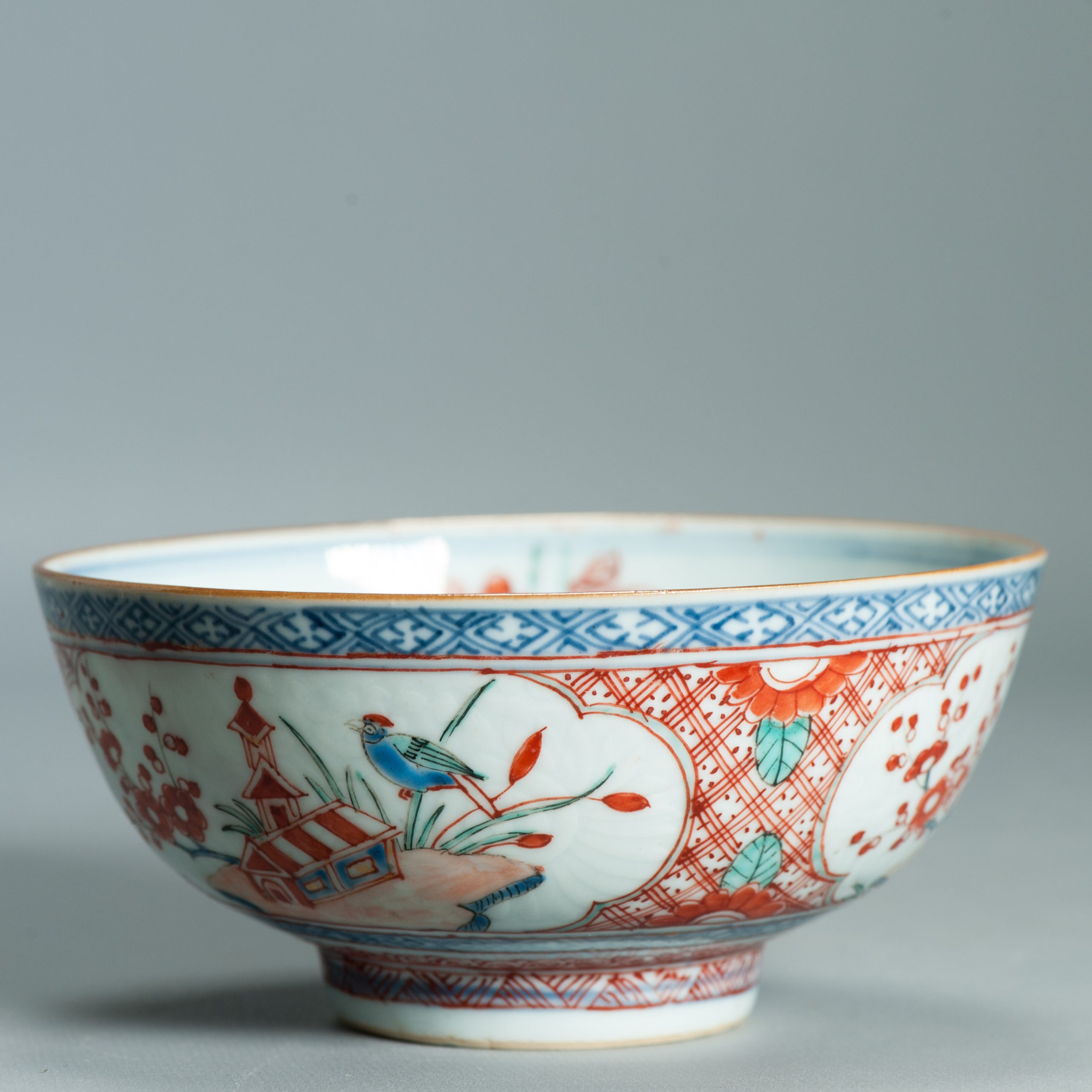 1523 Antique Chinese Porcelain Blue and white Anhua Bowl with Redecoration