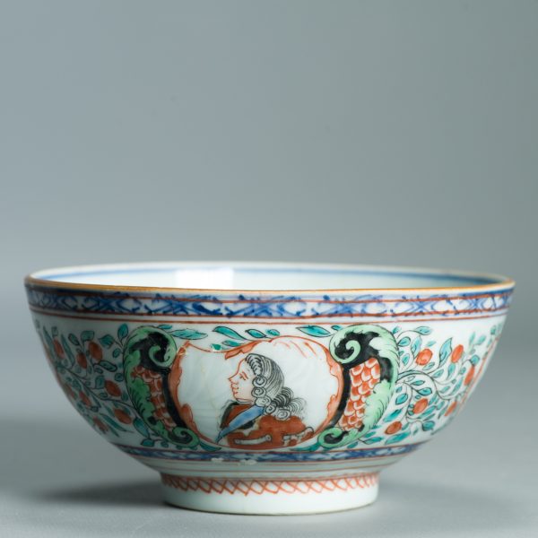 1513 Antique Chinese Bowl with 1747 Redecoration of Willem IV the new Stadthouder on Amsterdam Bont