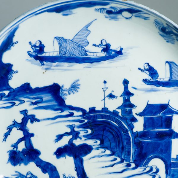 1514 Large Rare Antique Ming Period Landscape Dish Tianqi / CHongzhen Periode - Image 4