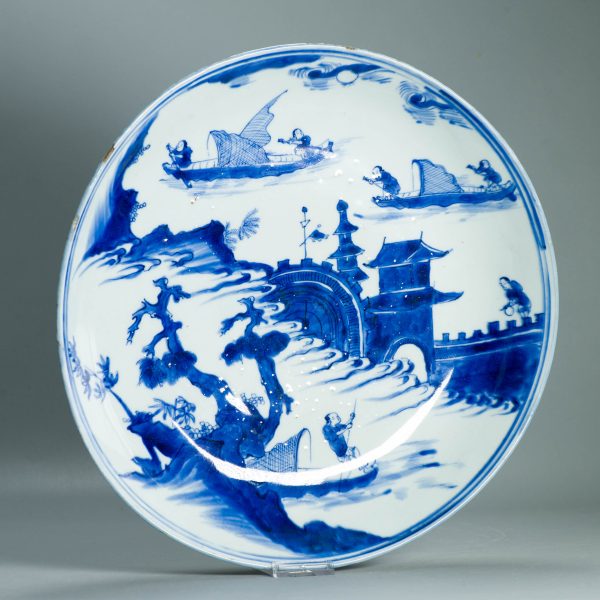 1514 Large Rare Antique Ming Period Landscape Dish Tianqi / CHongzhen Periode - Image 6