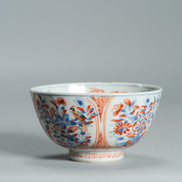 1532 Antique Chinese Kangxi Porcelain Bowl with added Dutch European Decoration of Parrots and Hare - Image 13