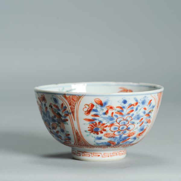 1532 Antique Chinese Kangxi Porcelain Bowl with added Dutch European Decoration of Parrots and Hare - Image 12