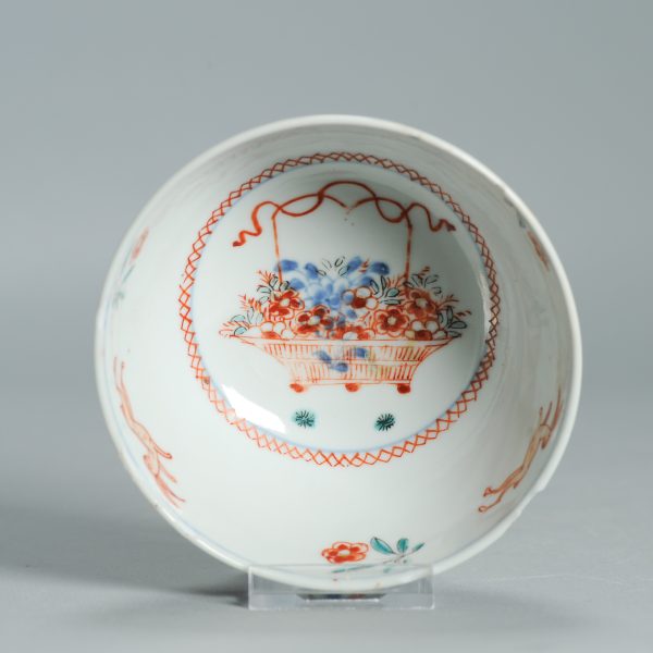 1532 Antique Chinese Kangxi Porcelain Bowl with added Dutch European Decoration of Parrots and Hare - Image 5