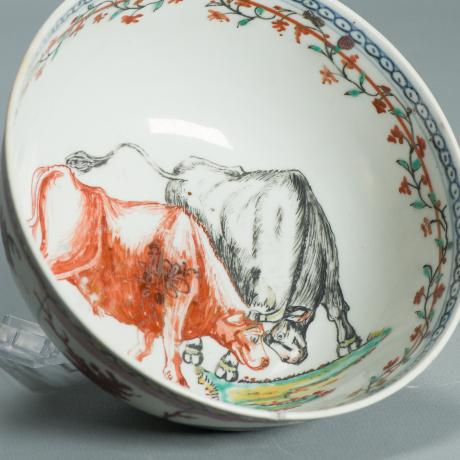 1526 Antique Chinese Porcelain Blue and white Dutch Pastoral Redecoration with Cows - Image 5