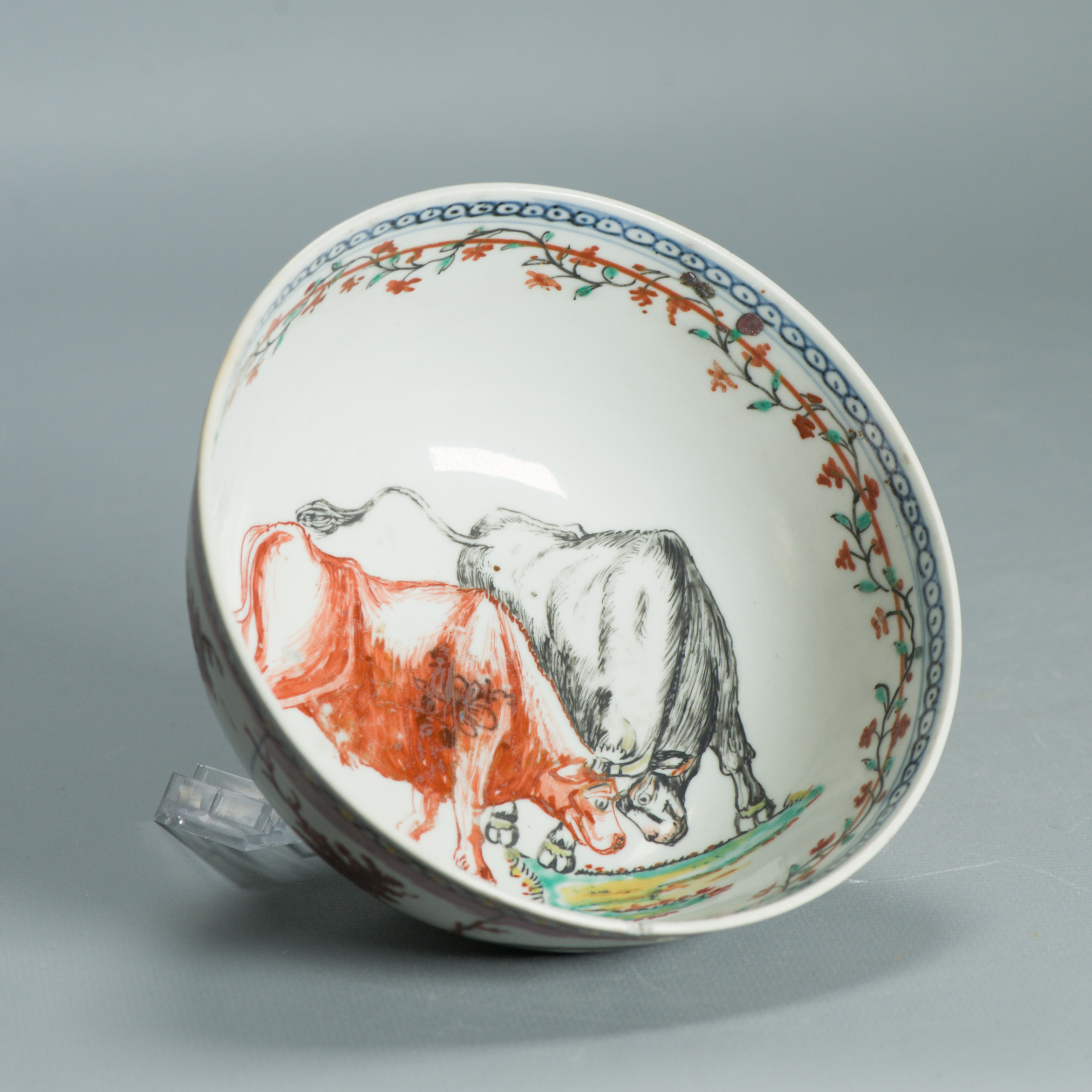 1526 Antique Chinese Porcelain Blue and white Dutch Pastoral Redecoration with Cows