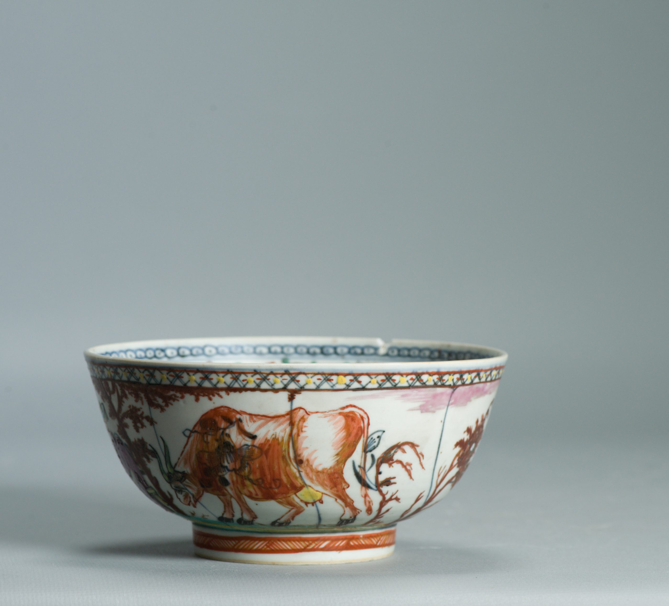 1526 Antique Chinese Porcelain Blue and white Dutch Pastoral Redecoration with Cows - Image 13