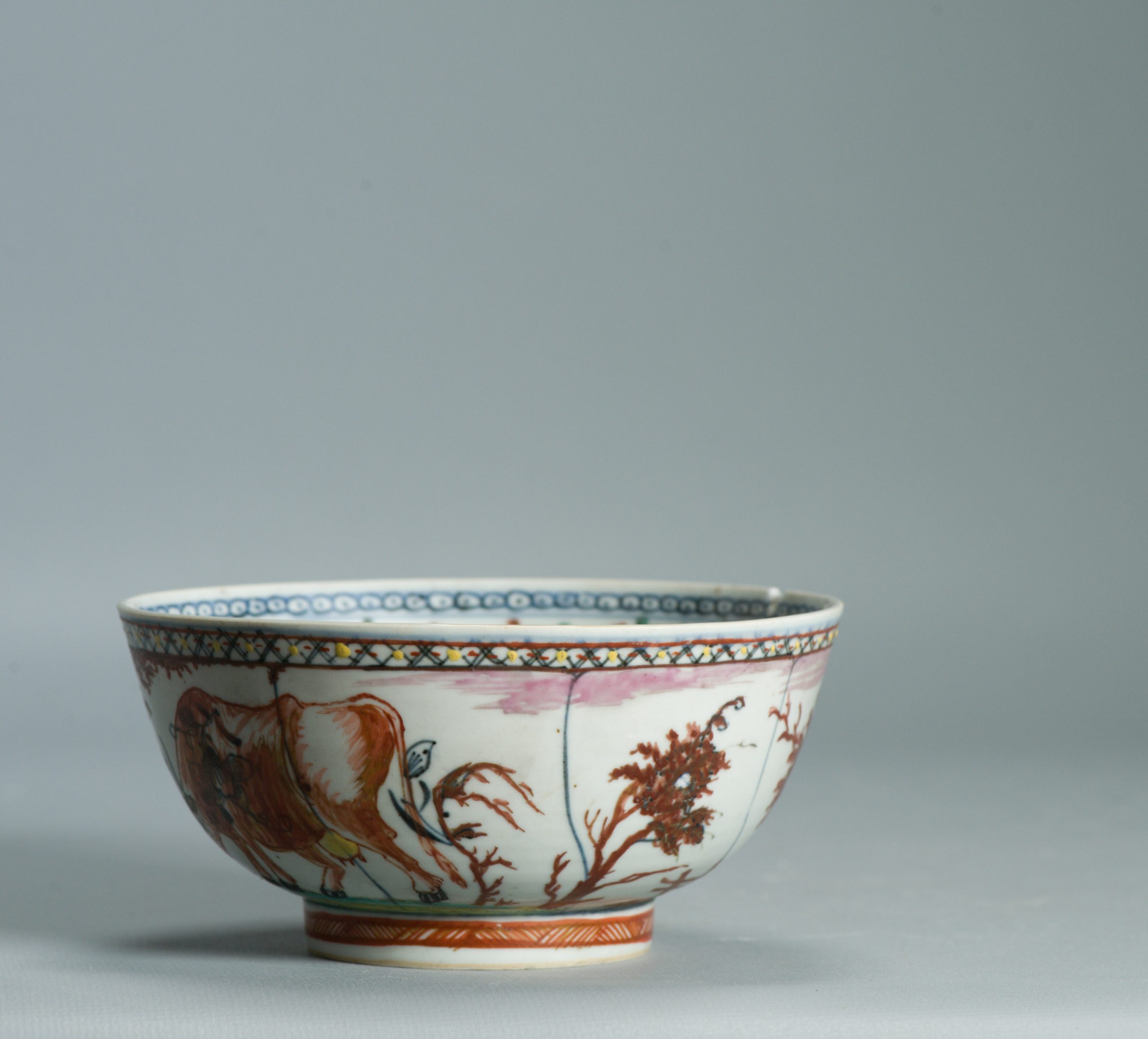 1526 Antique Chinese Porcelain Blue and white Dutch Pastoral Redecoration with Cows - Image 14