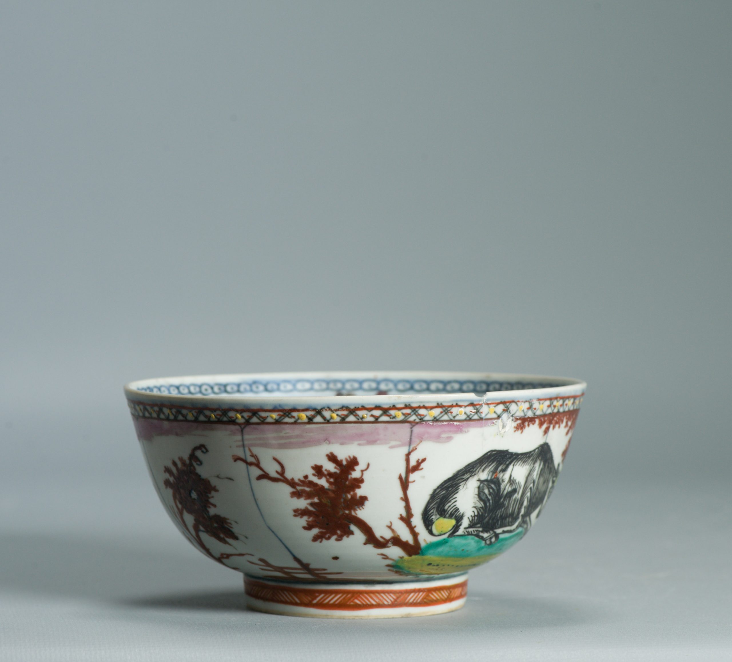 1526 Antique Chinese Porcelain Blue and white Dutch Pastoral Redecoration with Cows - Image 17